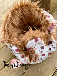 Floral Highland Cow Bumbo Seat Cover