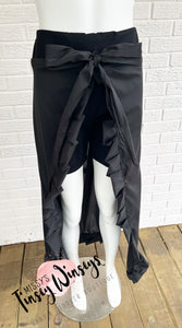 Black Shorts with Ruffle Skirt Overlay