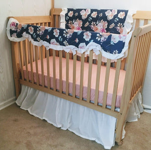 Navy Floral Baby Bedding