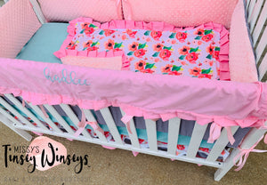 Pink & Coral Floral Baby Bedding