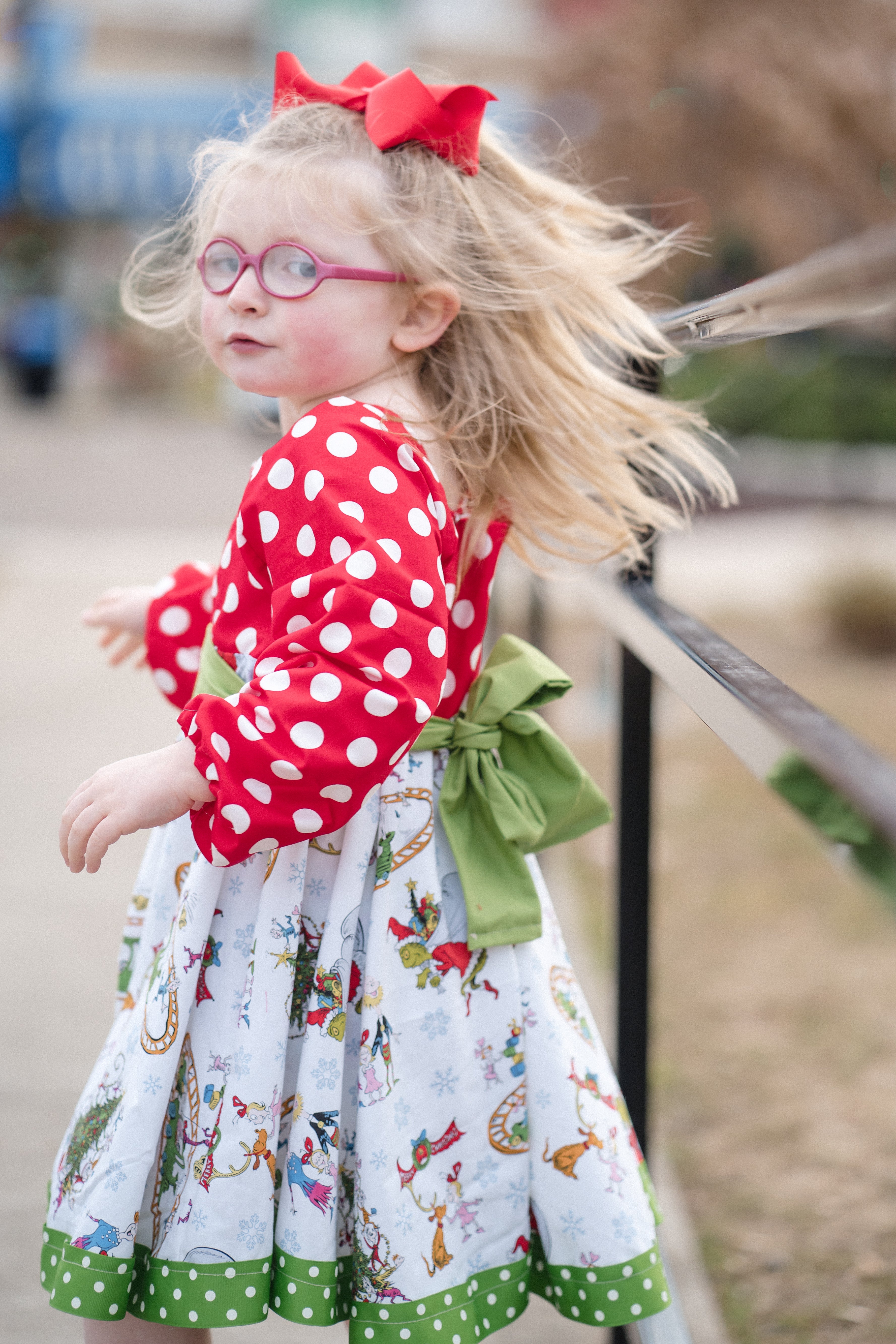 Grinch Polka Dot Christmas Dress
