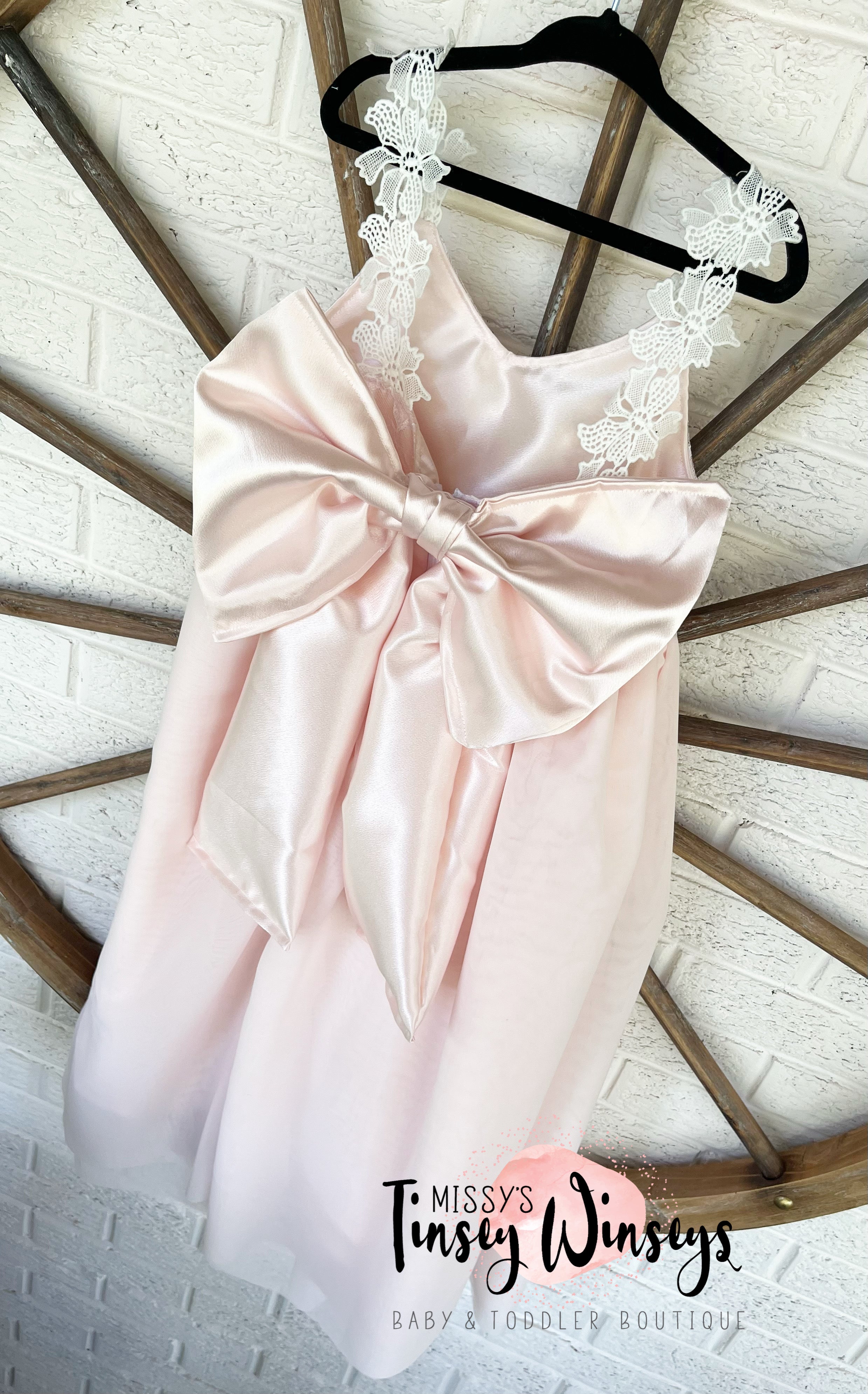 Light Pink Bow Flower Girl Dress