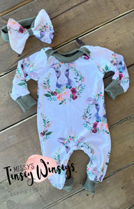 Baby Cow Floral Romper with Headband