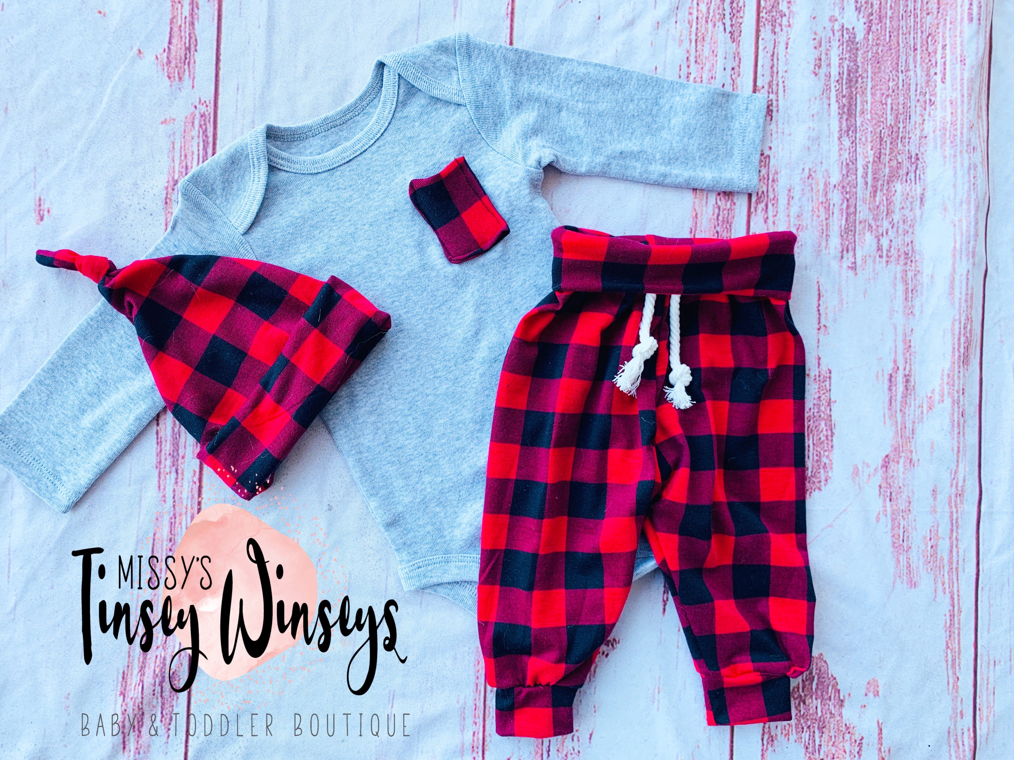 Plaid Baby Boy Set