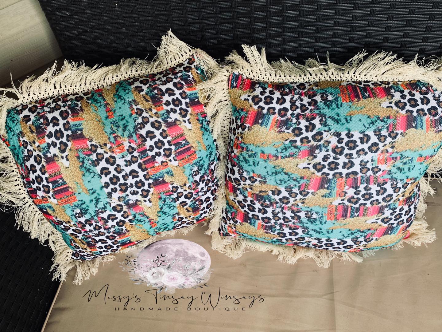 Serape & Leopard Fringe Pillows